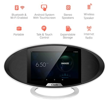 Clazio Wireless Touchscreen Smart Bluetooth Lautsprecher, WiFi Android OS, 7 