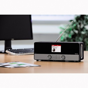 Hama Internetradio Digitalradio DIR3100M (WLAN/LAN/DAB+/DAB/FM, 2,8 Zoll Farbdisplay, Fernbedienung, USB-Anschluss mit Lade- und Wiedergabefunktion, Weck- und Wifi-Streamingfunktion, Multiroom, gratis Radio App), schwarz - 2